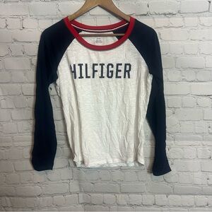 Tommy Hilfiger White Tee with Red and Blue Accents
